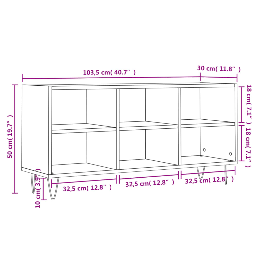 vidaXL Tv-bänk brun ek 103,5x30x50 cm konstruerat trä