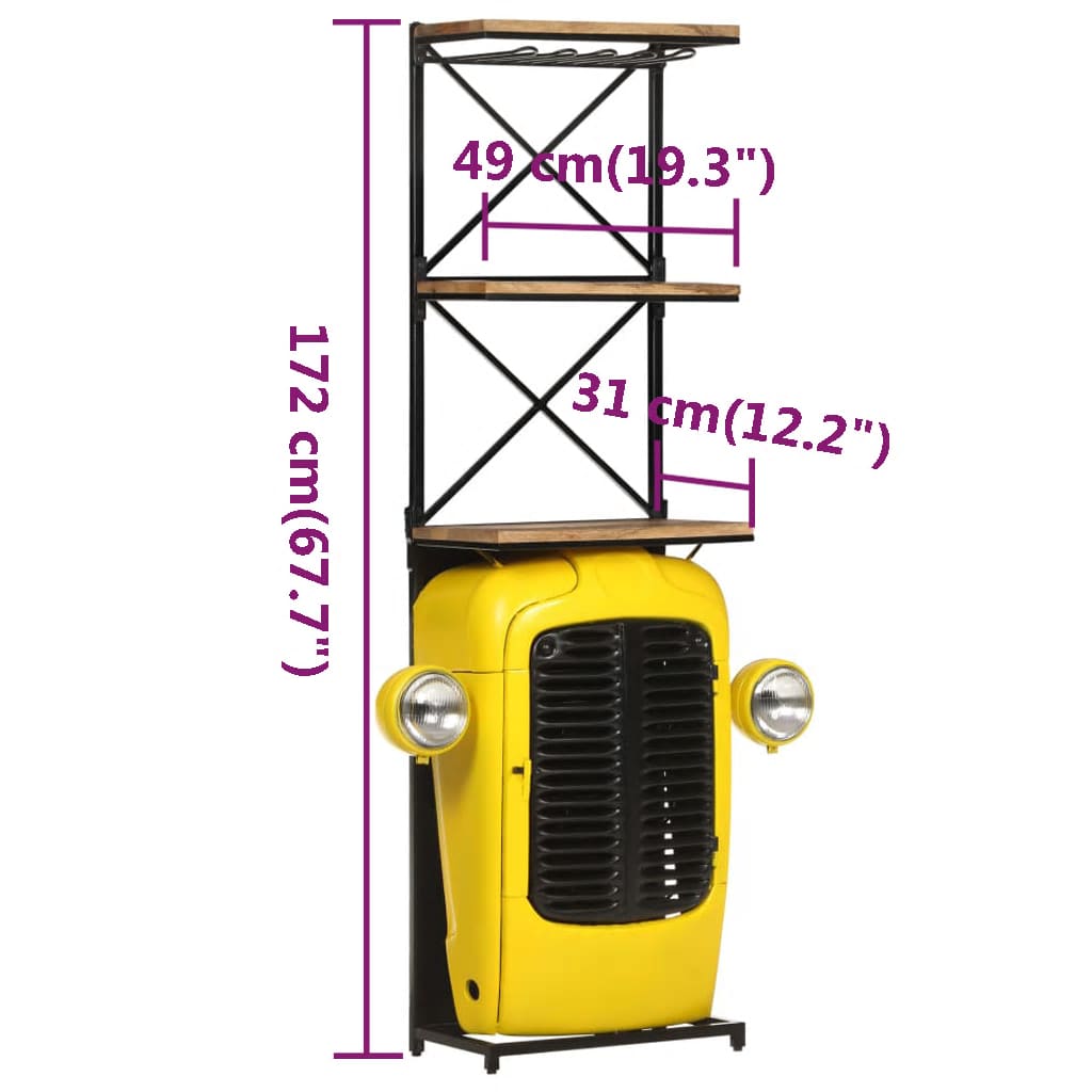 vidaXL Vinhylla traktor gul 49x31x172 cm massivt mangoträ