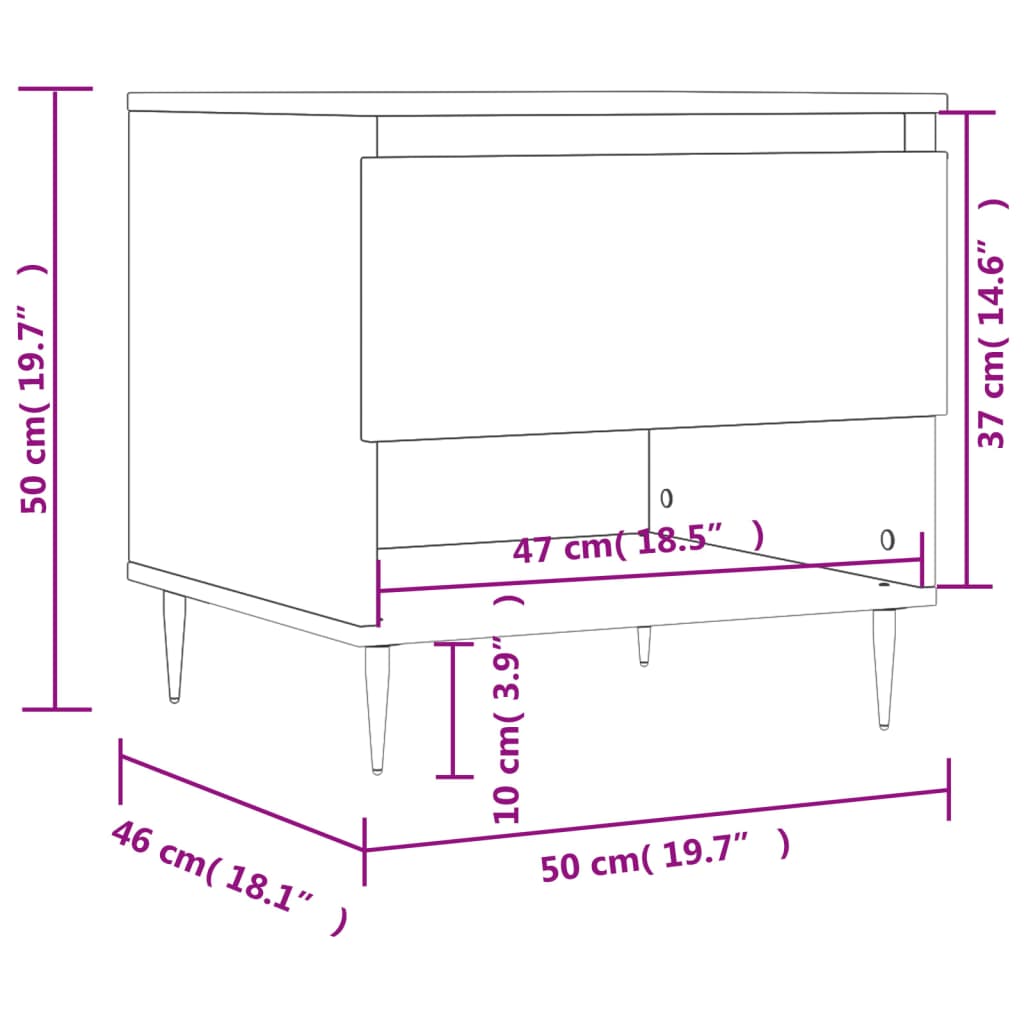 vidaXL Soffbord vit högglans 50x46x50 cm konstruerat trä