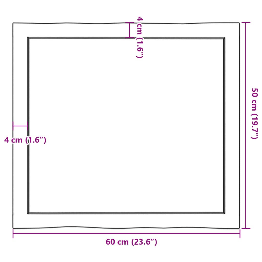 vidaXL Bordsskiva 60x50x(2-6) cm obehandlad massiv ek levande kant