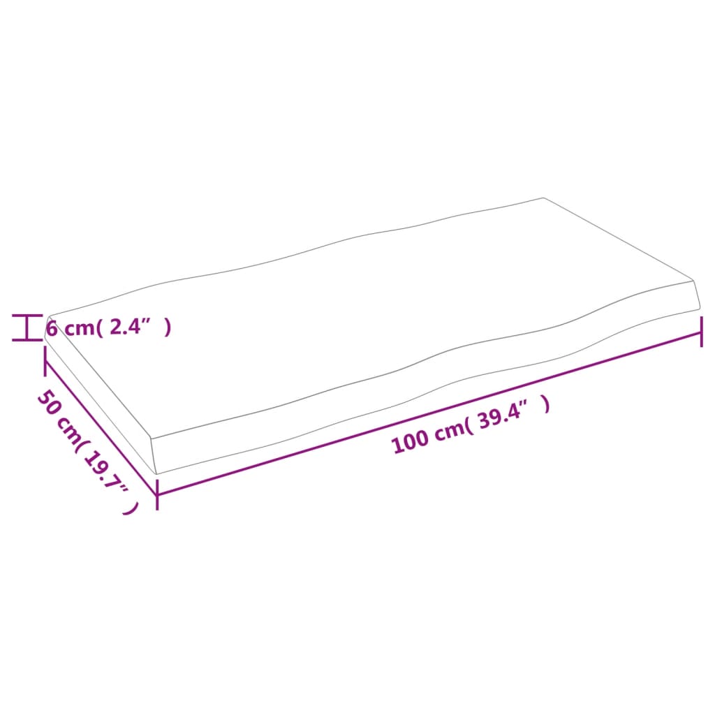 vidaXL Bordsskiva mörkbrun 100x50x(2-6) cm massivt trä levande kant