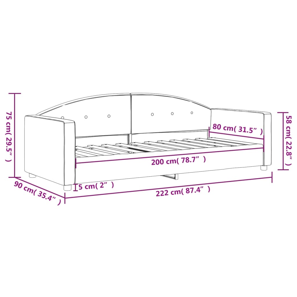 vidaXL Dagbädd gul 80x200 cm sammet