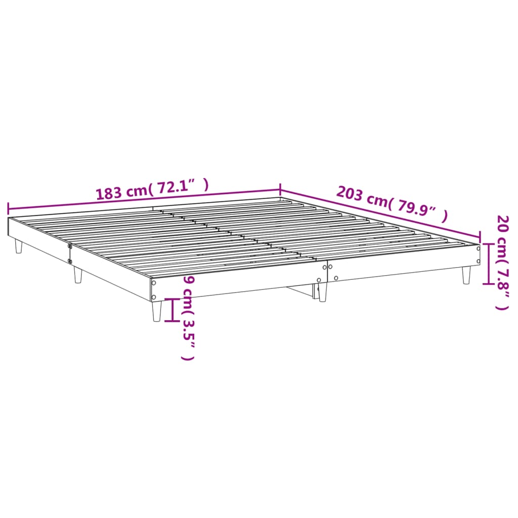 vidaXL Sängram sonoma-ek 180x200 cm konstruerad trä