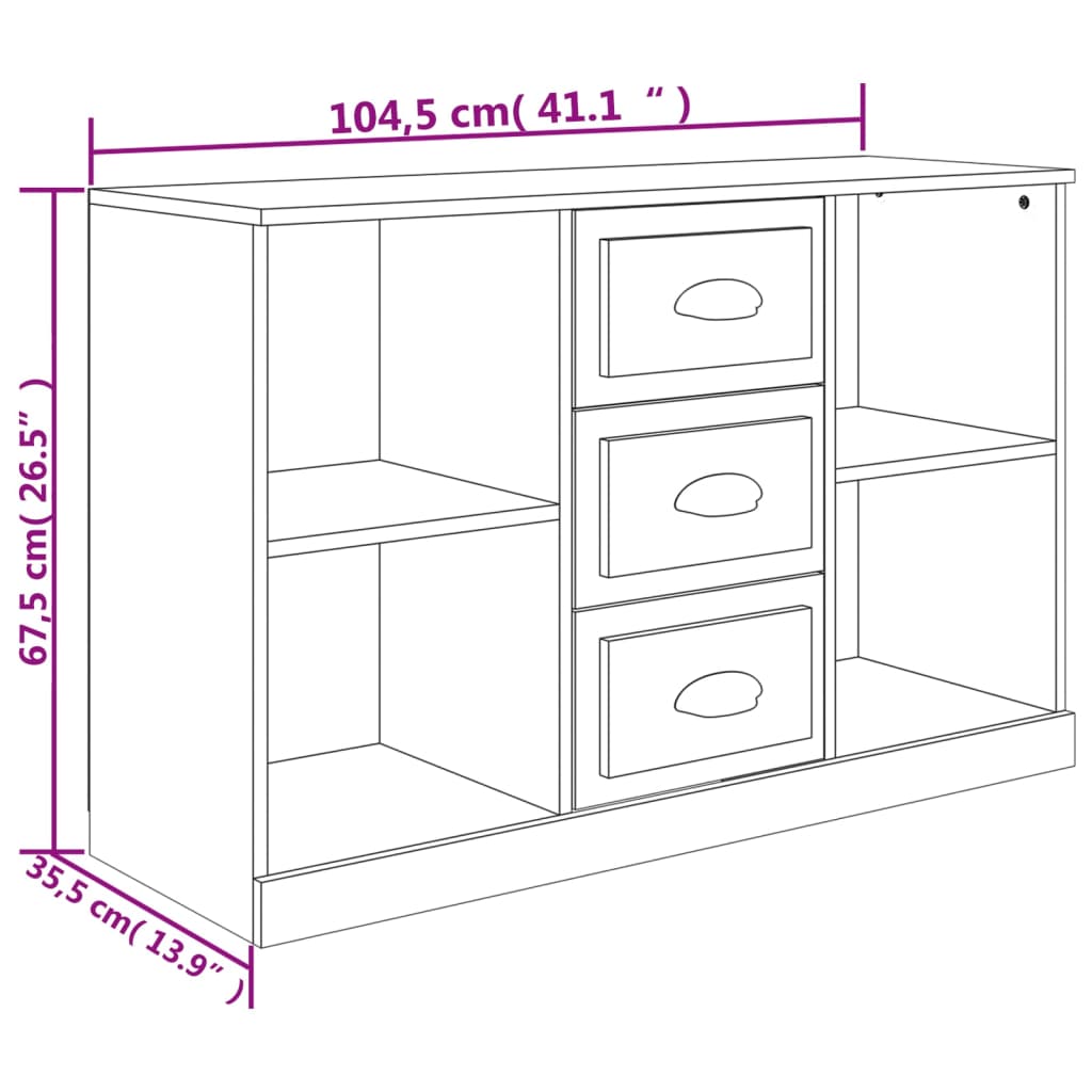 vidaXL Skänk betonggrå 104,5x35,5x67,5 cm konstruerat trä