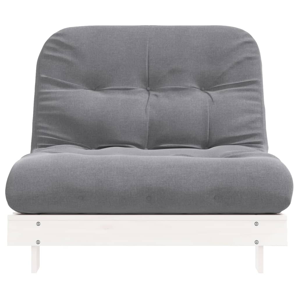 vidaXL Futonbäddsoffa med madrass vit 100x206x11 cm massiv furu