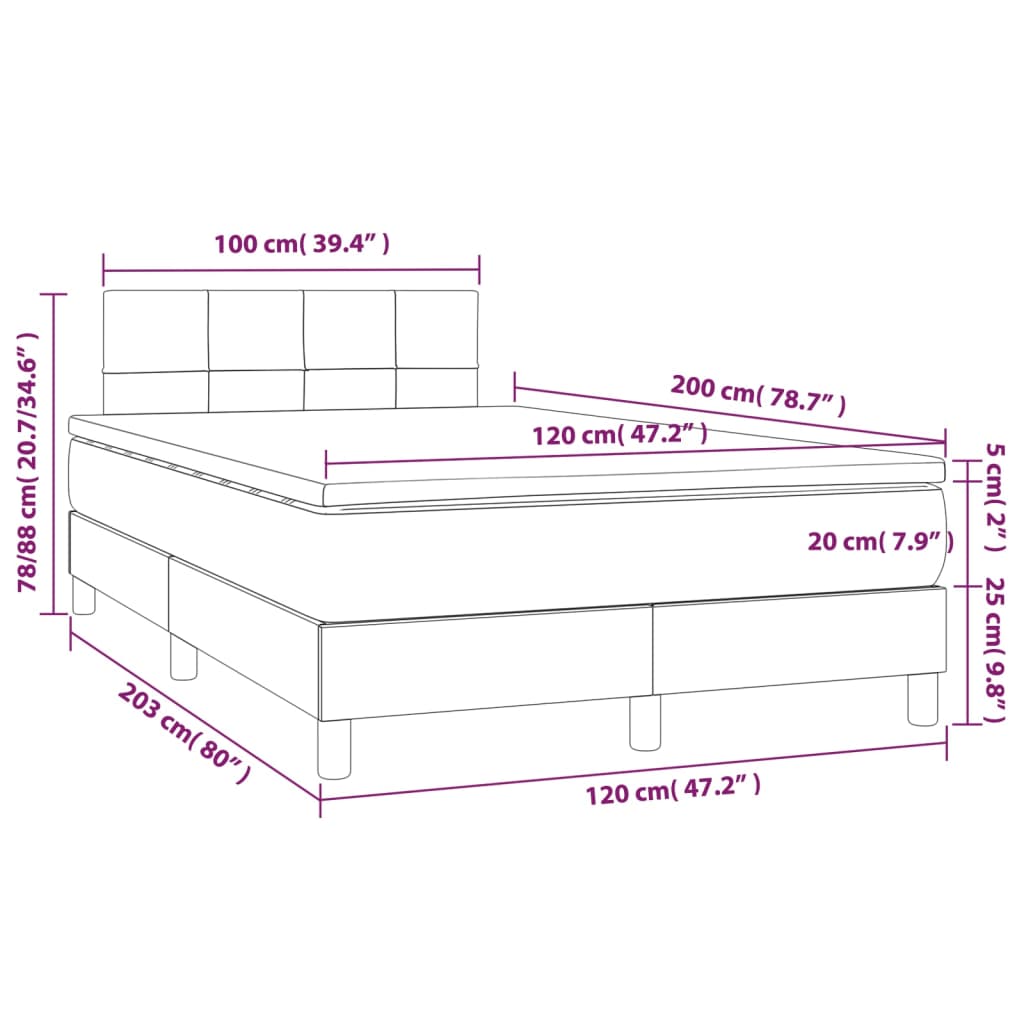 vidaXL Ramsäng med madrass blå 120x200 cm tyg