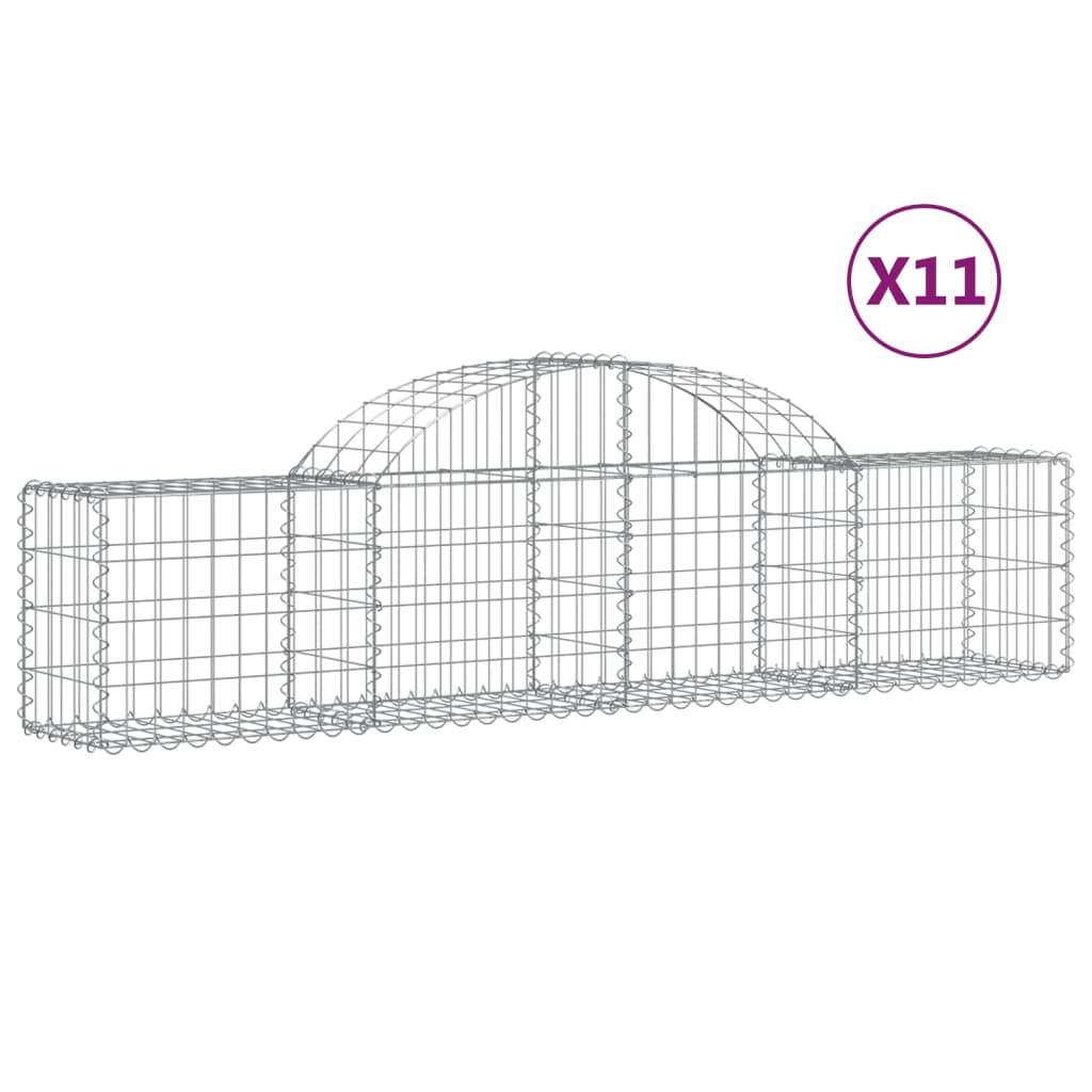 vidaXL Gabion bågformad 11 st 200x30x40/60 cm galvaniserat järn