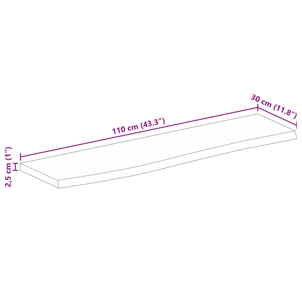 vidaXL Bordsskiva 110x30x2,5 cm levande kant massivt mangoträ