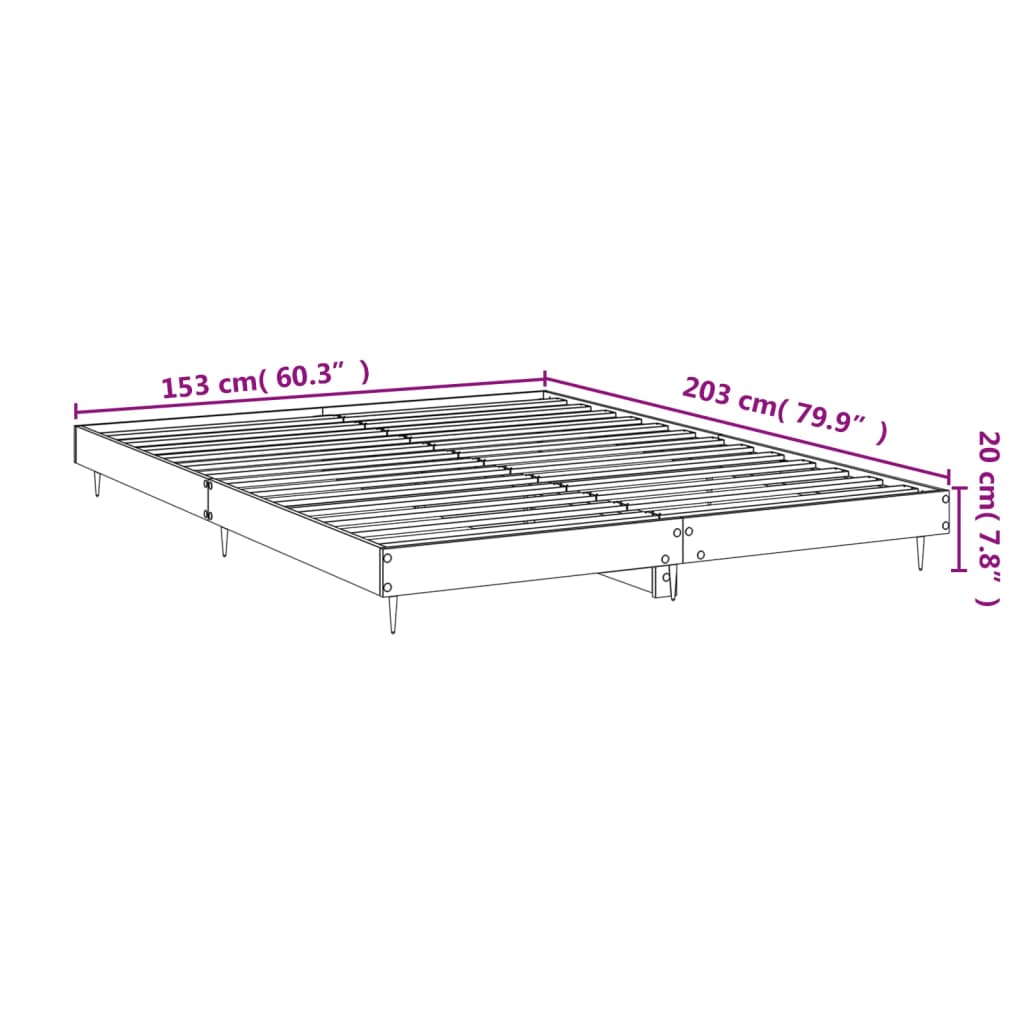 vidaXL Sängram vit 150x200 cm konstruerat trä