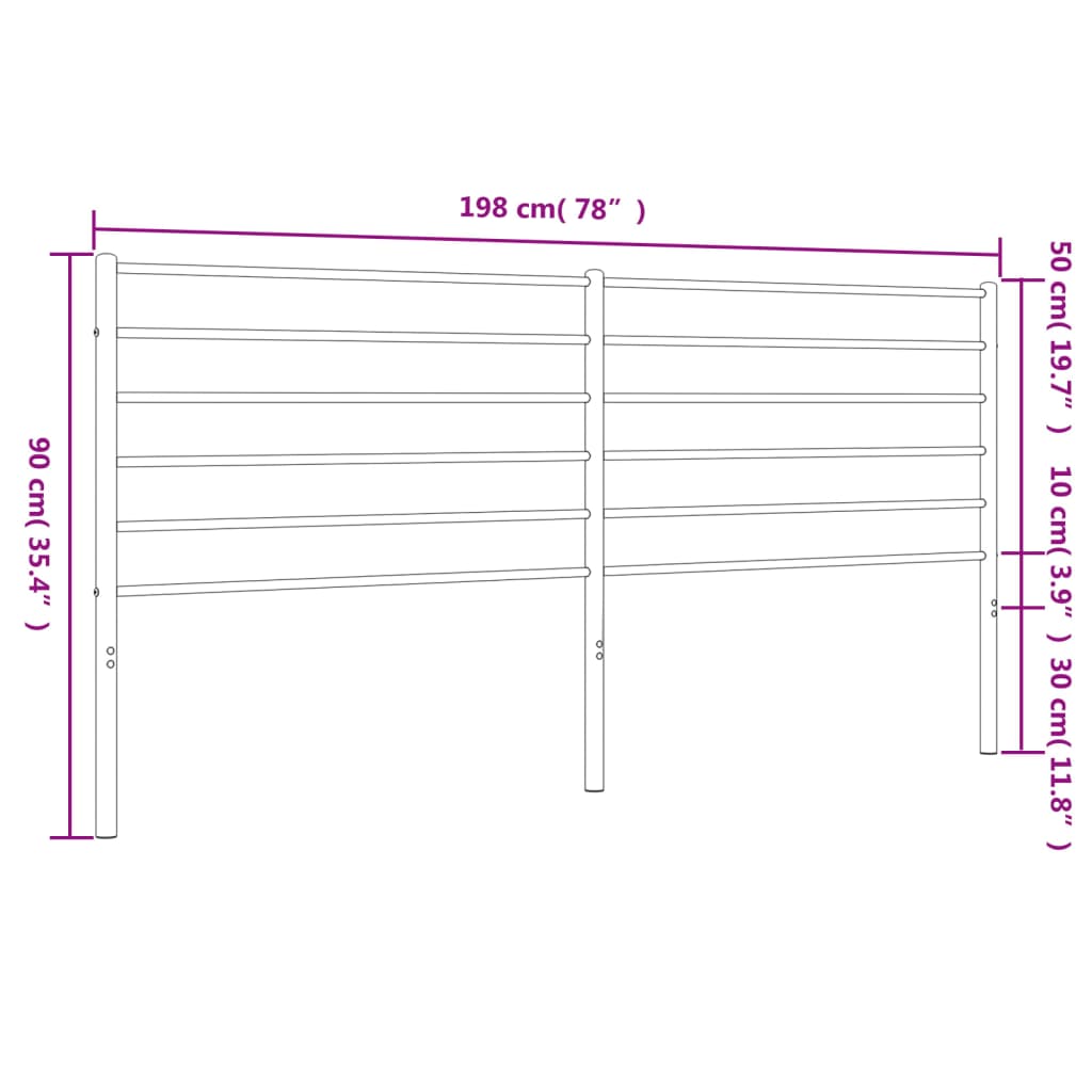 vidaXL Huvudgavel metall svart 193 cm