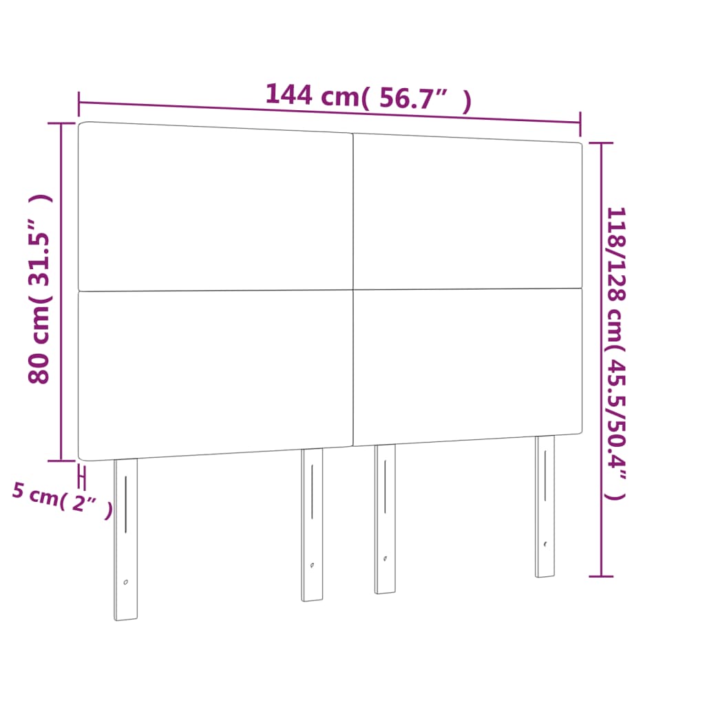 vidaXL Sänggavel LED vit 144x5x118/128 cm konstläder