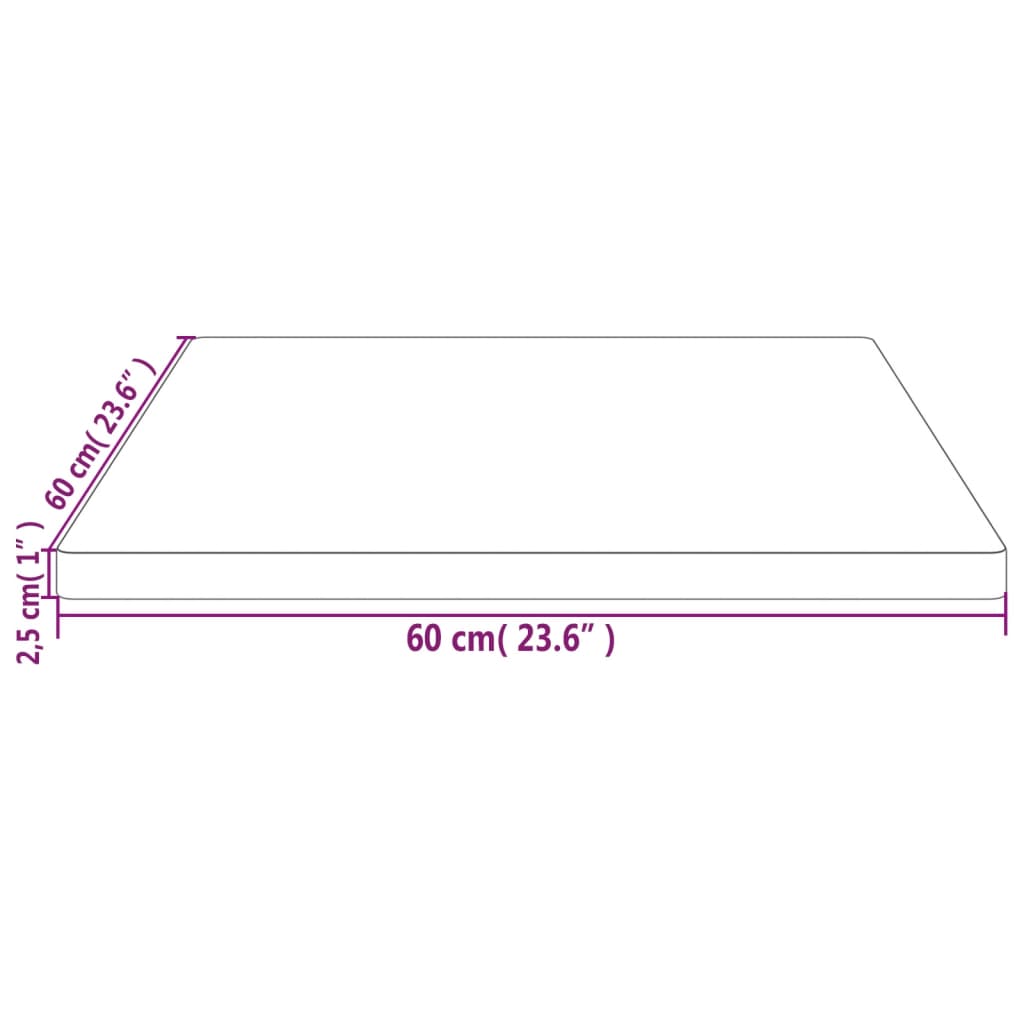 vidaXL Bordsskiva vit 60x60x2,5 cm massiv furu fyrkantig