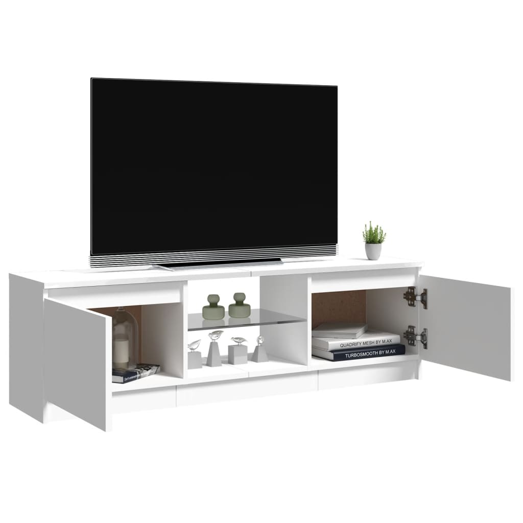 vidaXL TV-bänk med LED-belysning vit högglans 120x30x35,5 cm