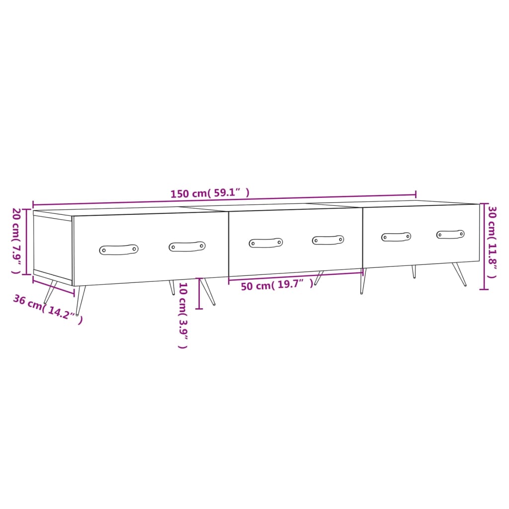 vidaXL Tv-bänk betonggrå 150x36x30 cm konstruerat trä