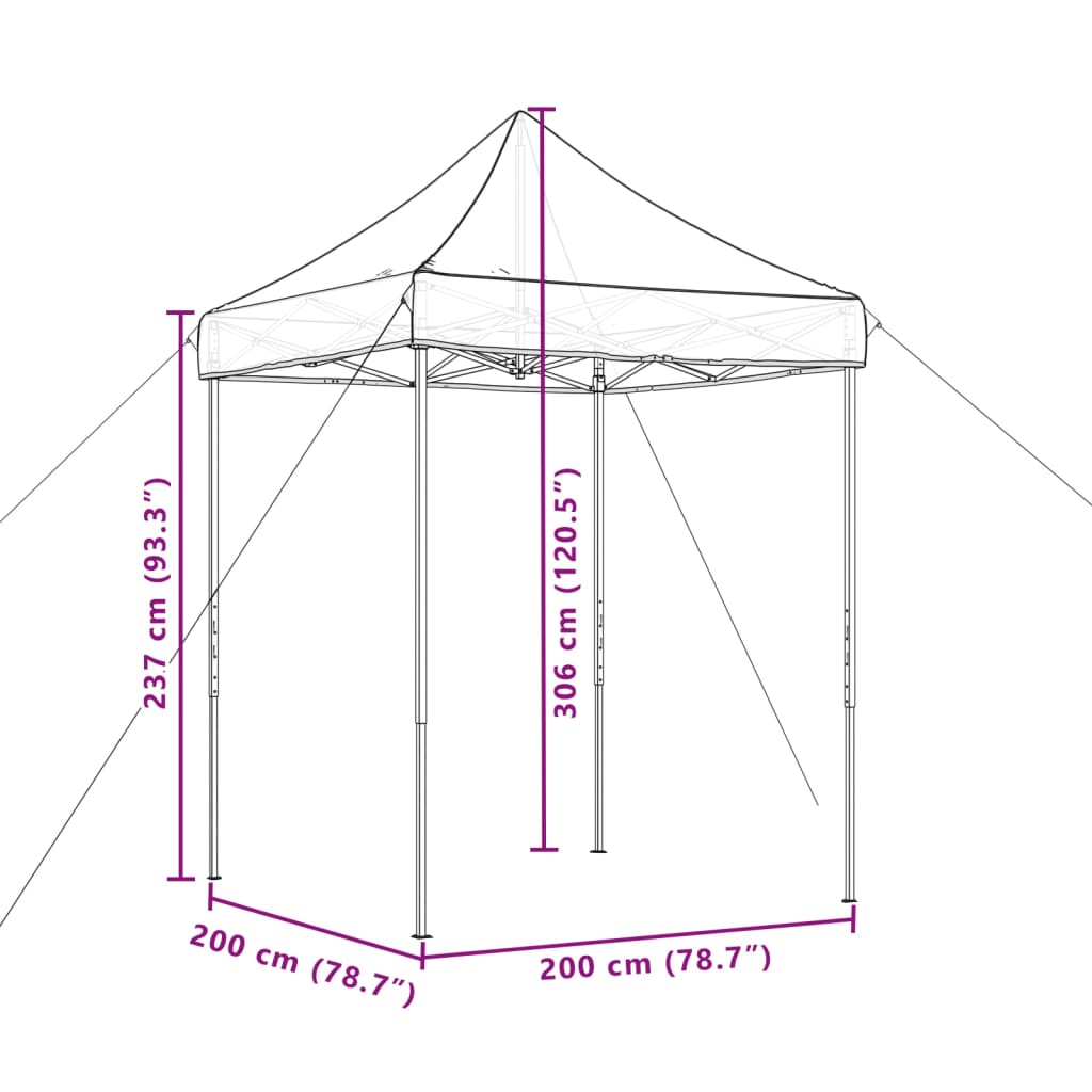 vidaXL Pop-Up hopfällbart partytält 200x200x306 cm vinröd