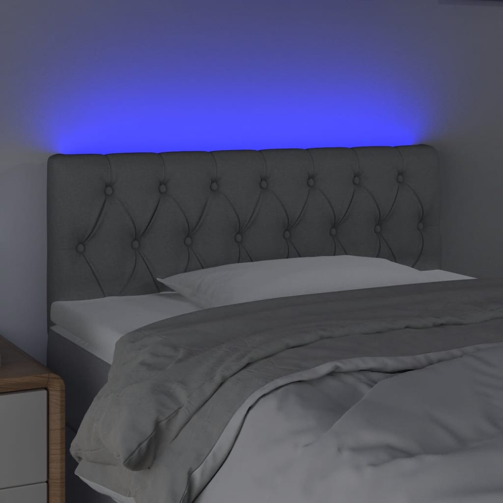 vidaXL Sänggavel LED ljusgrå 90x7x78/88 cm tyg