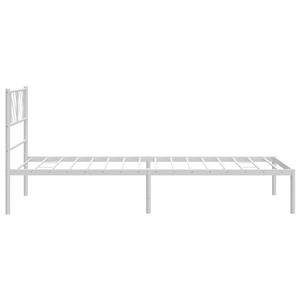 vidaXL Sängram med huvudgavel metall vit 90x200 cm