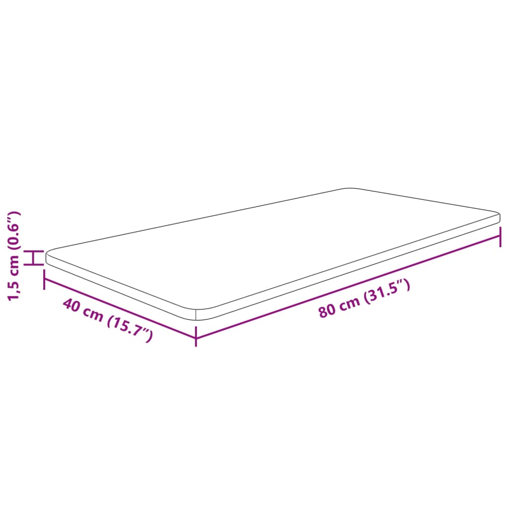 vidaXL Bänkskiva för badrum ljusbrun 80x40x1,5cm massivt trä