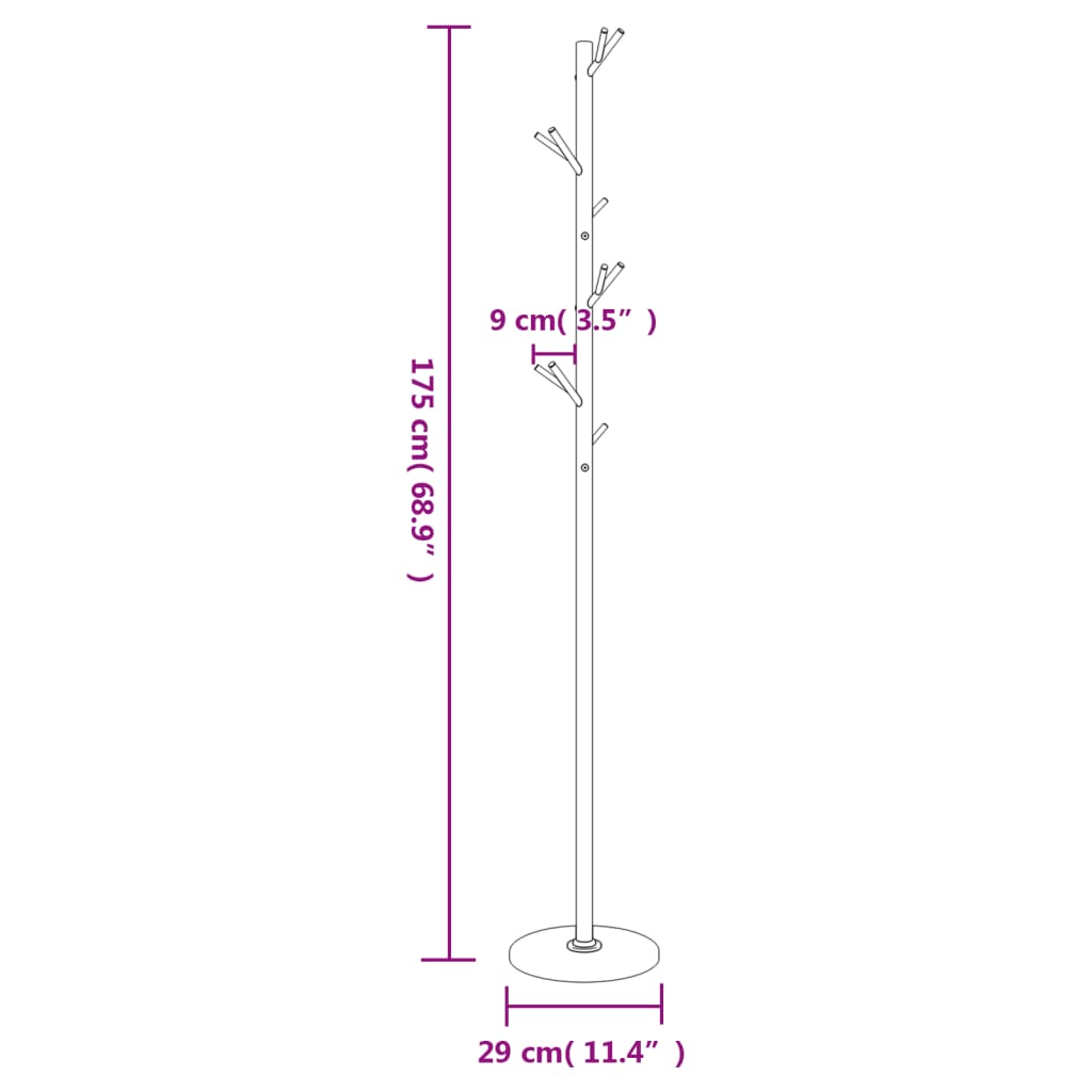 vidaXL Klädhängare svart 175 cm pulverlackerat järn