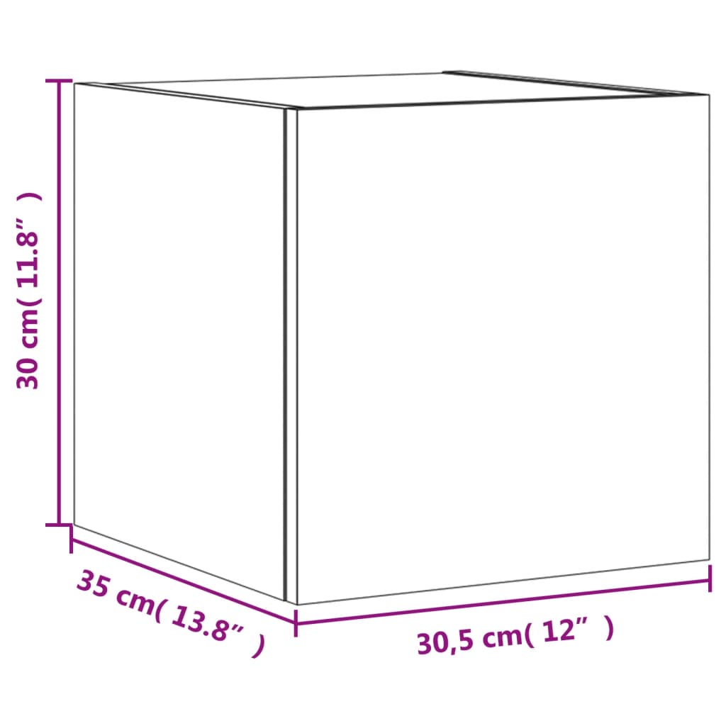 vidaXL Väggmonterad tv-bänk LED 2 st vit 30,5x35x30 cm