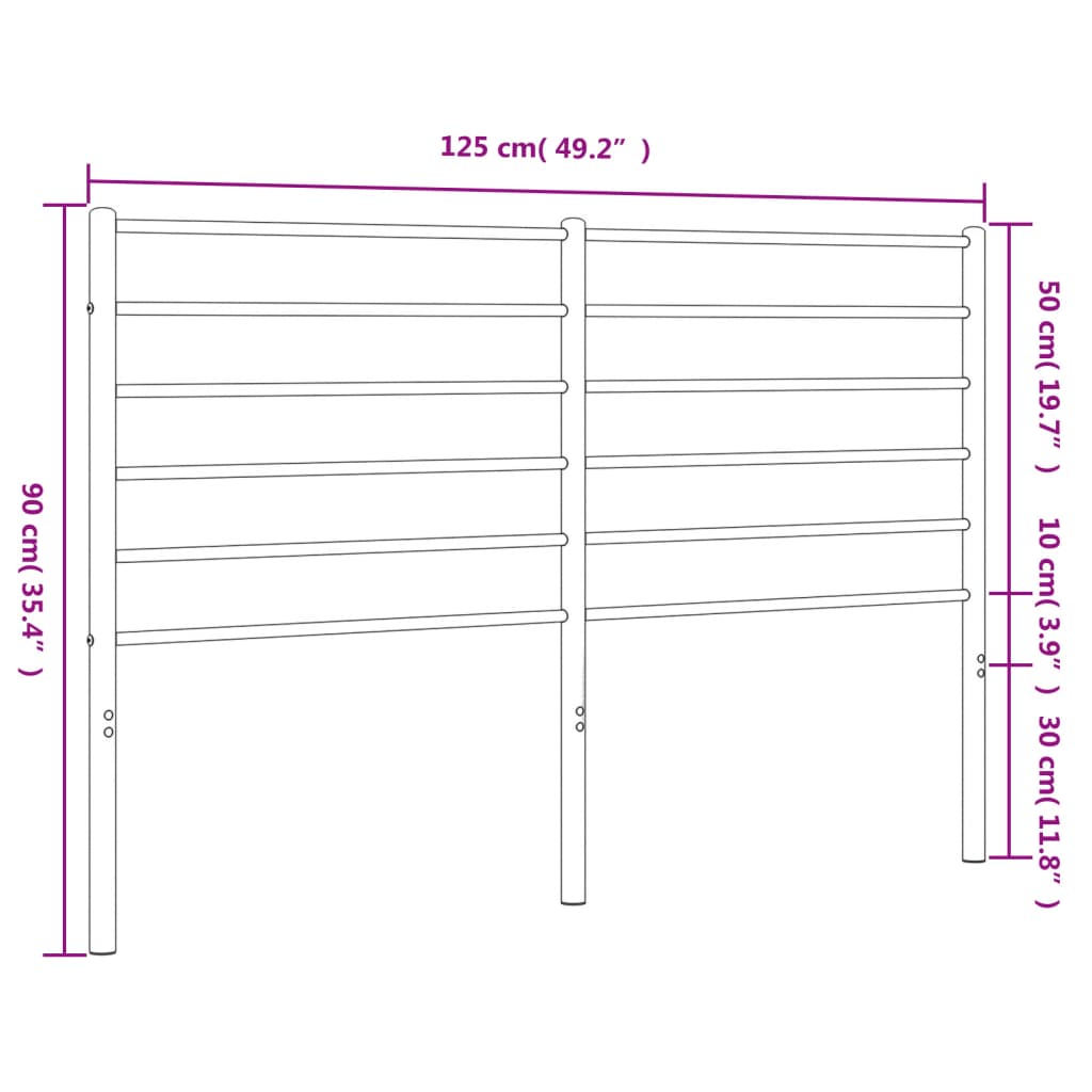 vidaXL Huvudgavel metall svart 120 cm