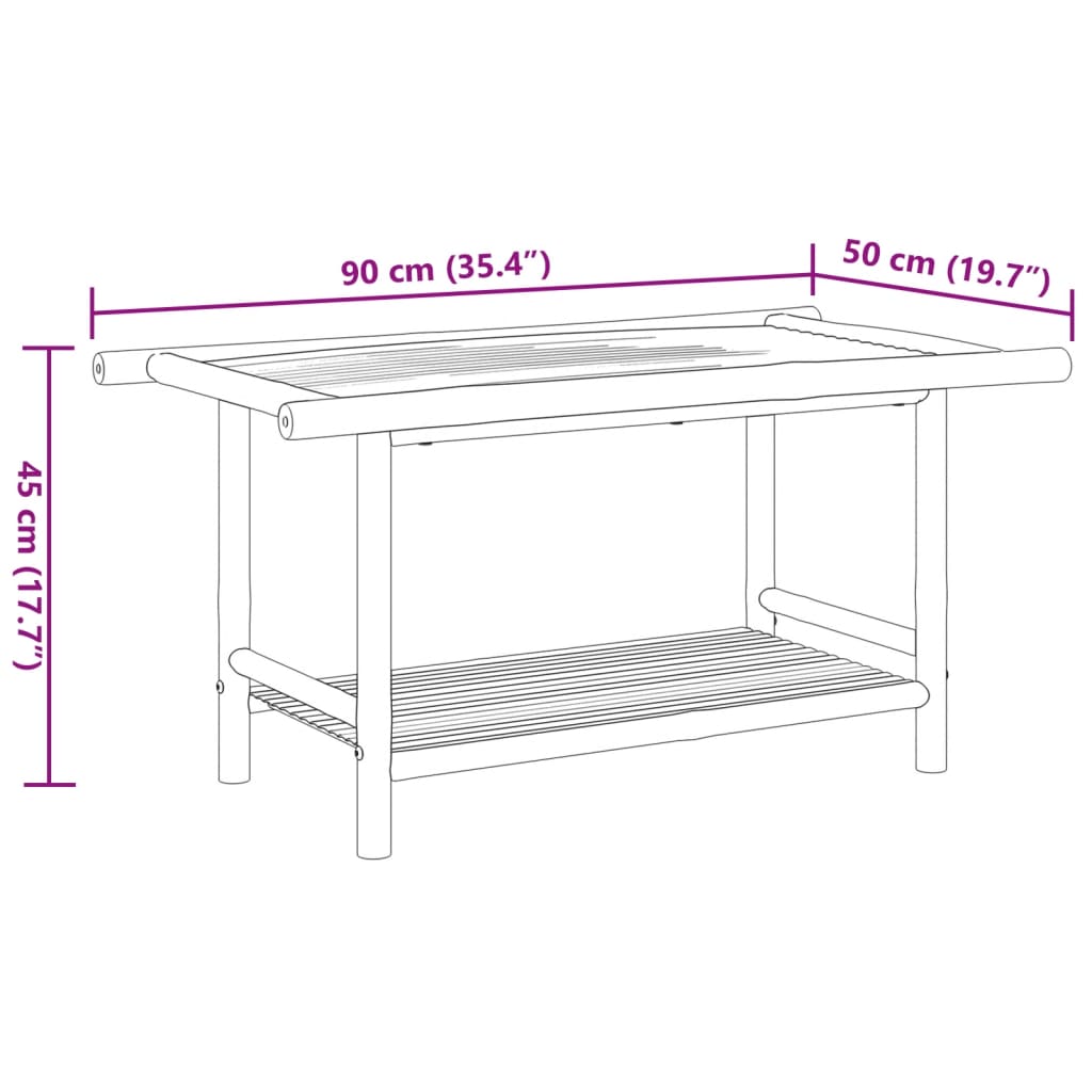 vidaXL Soffbord 90x50x45 cm bambu