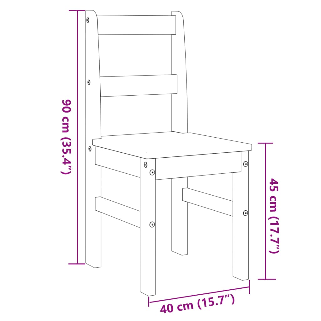 vidaXL Matstolar 2 st Panama grå 40x46x90 cm massiv furu