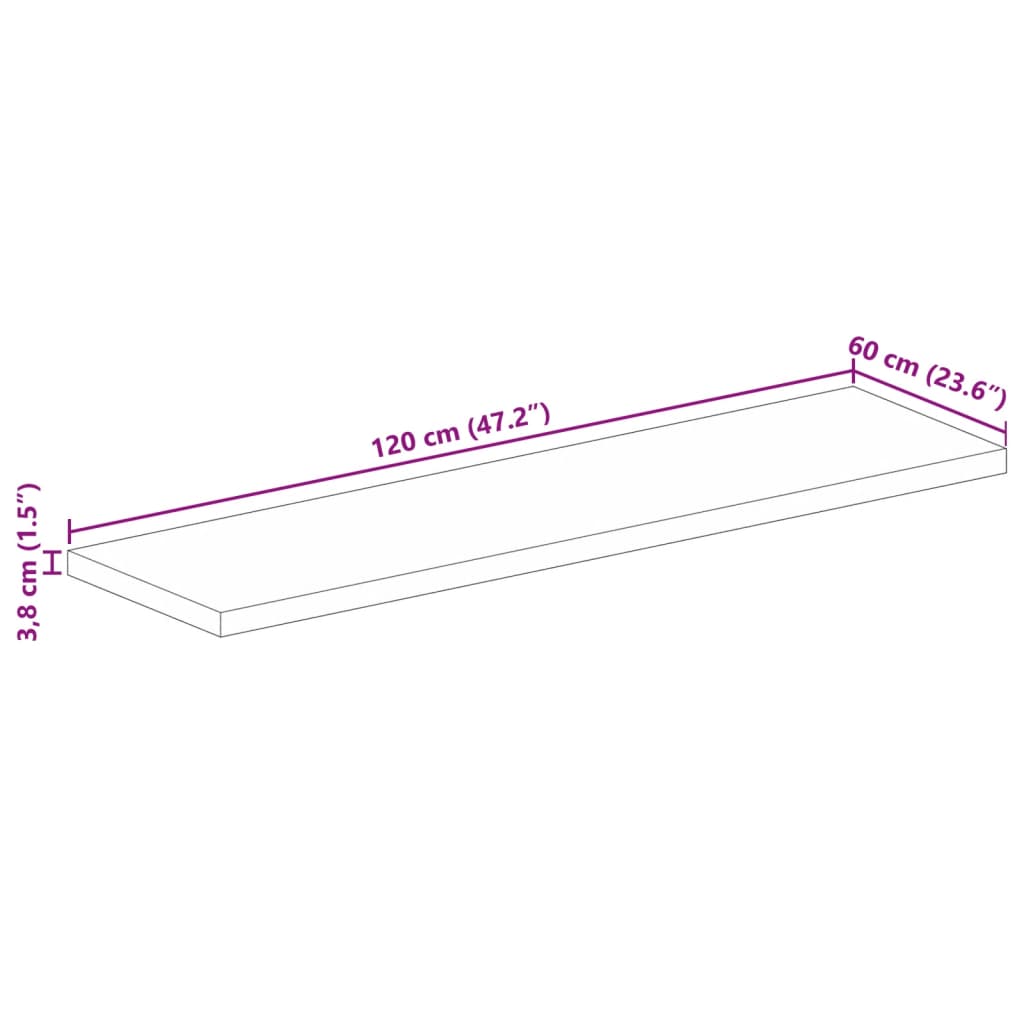 vidaXL Bordsskiva 120x60x3,8 cm rektangulär massivt återvunnet trä