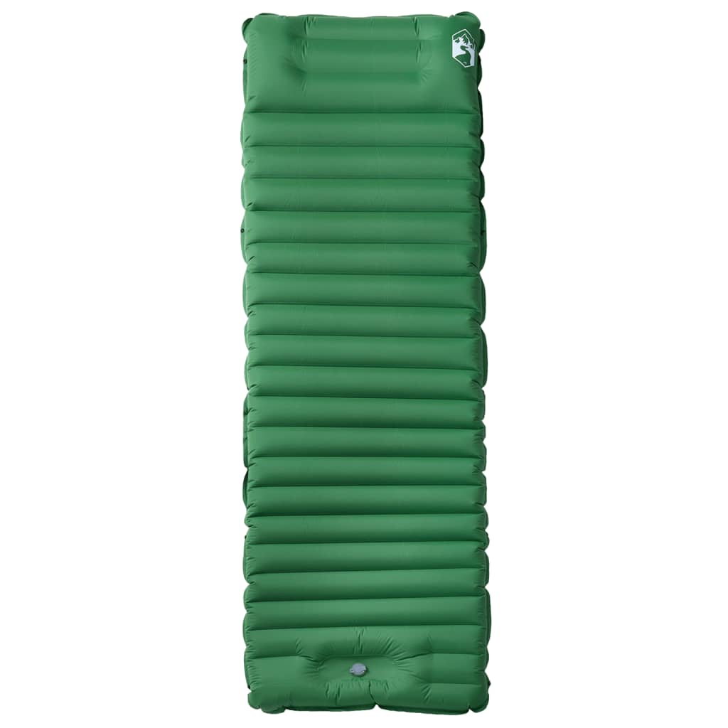 vidaXL Självuppblåsande campingmadrass med kudde 1 person grön