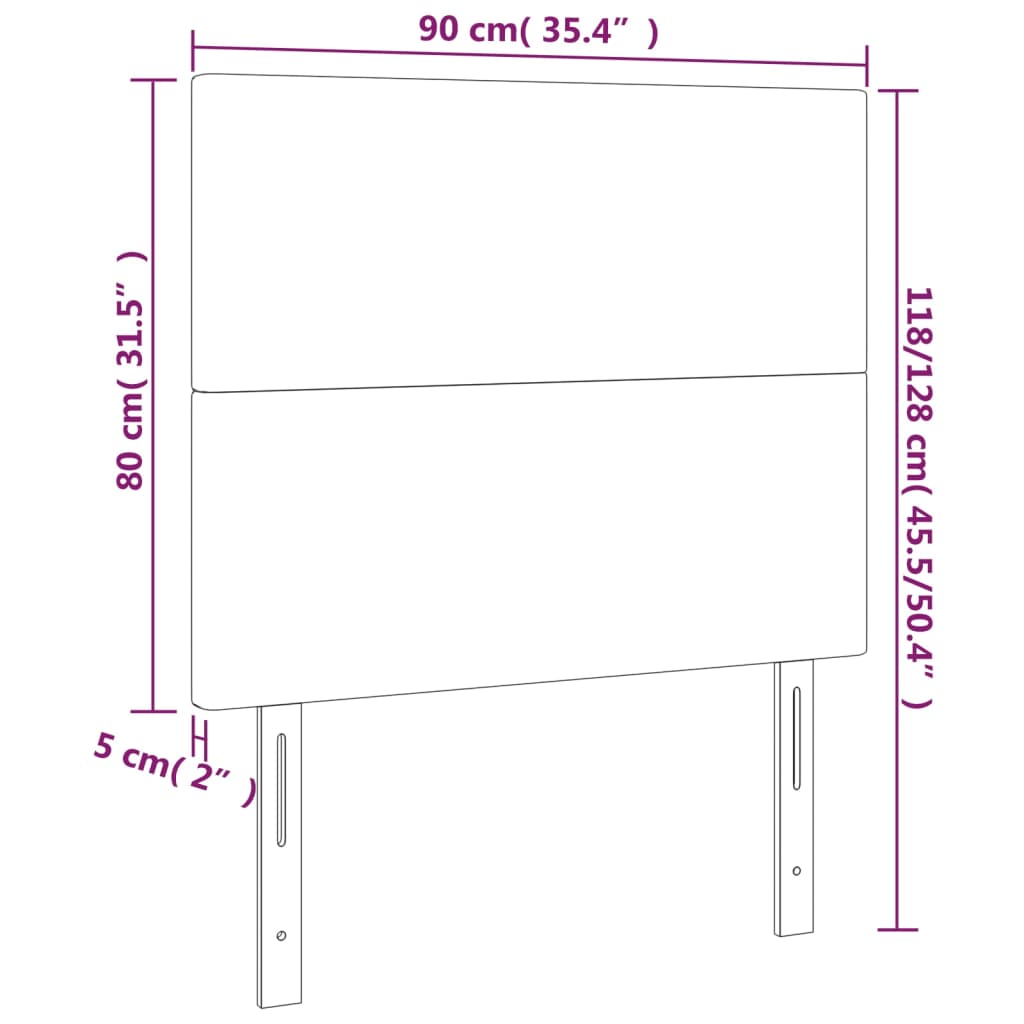 vidaXL Huvudgavlar 2 st mörkbrun 90x5x78/88 cm tyg