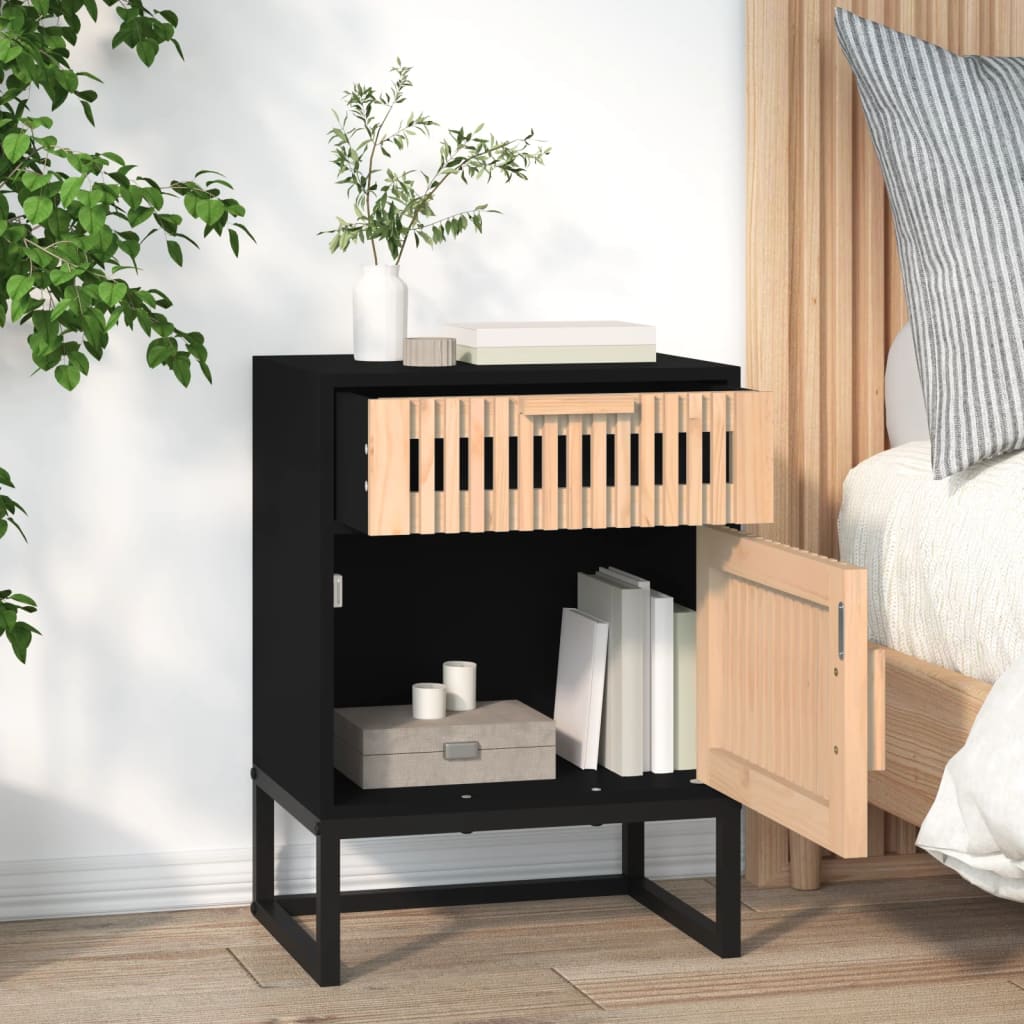 vidaXL Sängbord svart 40x30x55,5 cm konstruerat trä&järn