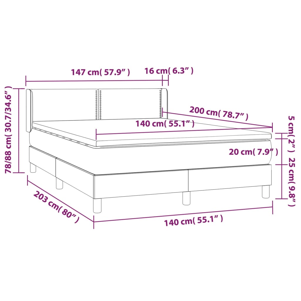 vidaXL Ramsäng med madrass svart 140x200 cm konstläder