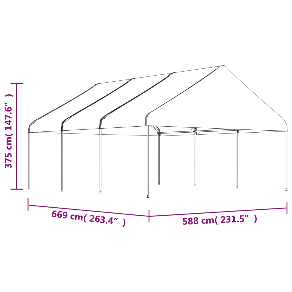 vidaXL Paviljong med tak vit 6,69x5,88x3,75 m polyeten