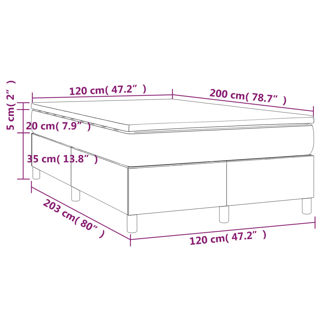 vidaXL Ramsäng med madrass svart 120x200 cm sammet