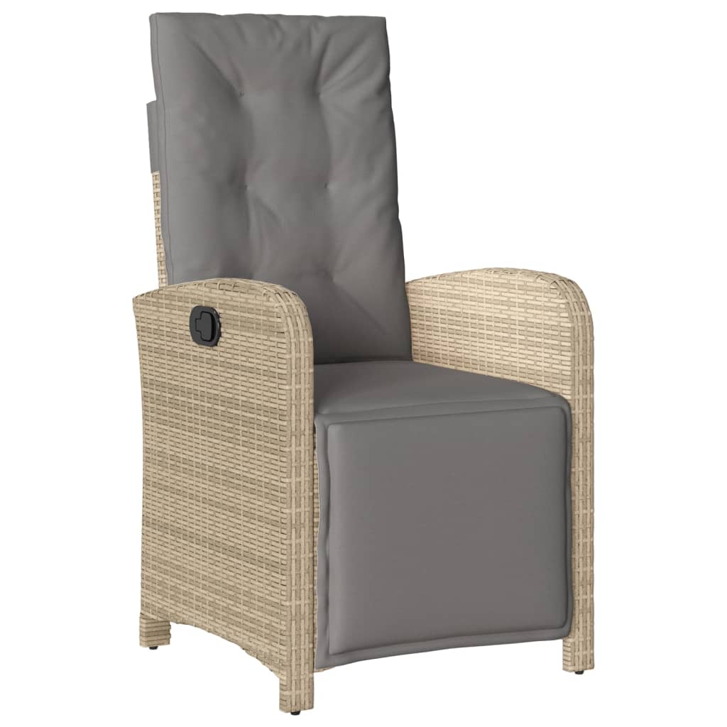 vidaXL Bistrogrupp med dynor 3 delar beige konstrotting