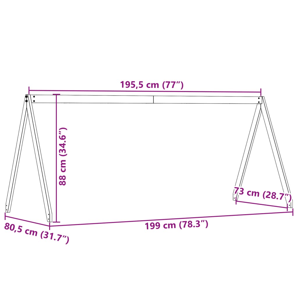 vidaXL Tak till barnsäng vit 199x80,5x88 cm massiv furu