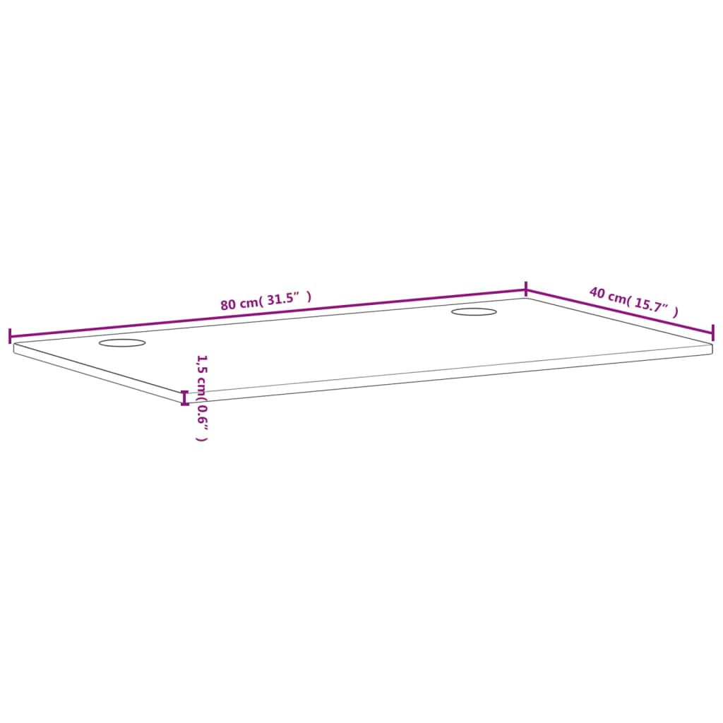 vidaXL Bordsskiva 80x40x1,5 cm massivt bokträ