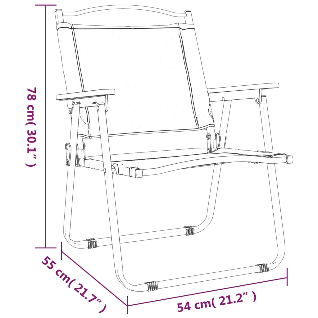 vidaXL Campingstolar 2 st Beige 54x55x78 cm oxfordtyg