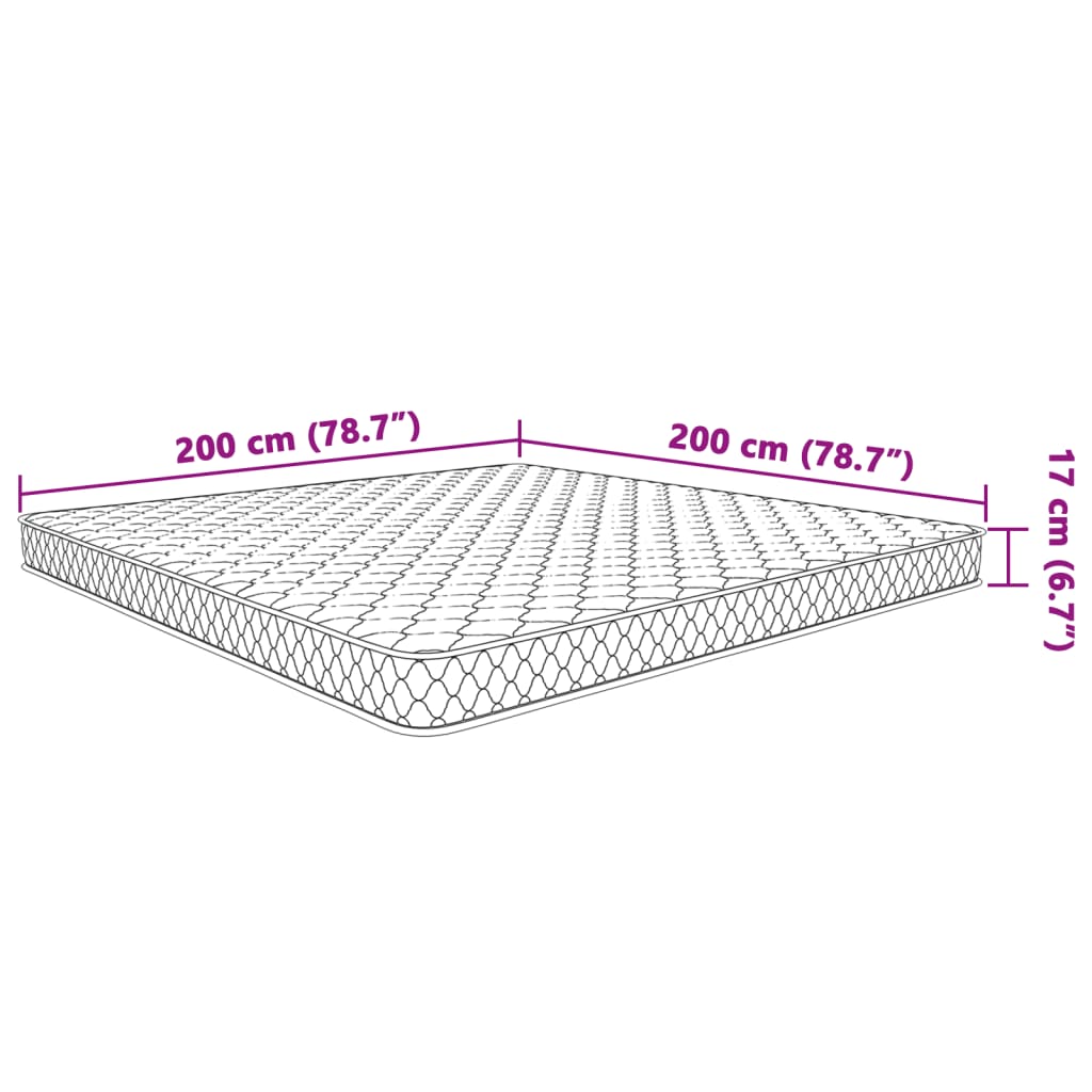 vidaXL Memoryskummadrass vit 200x200x17 cm