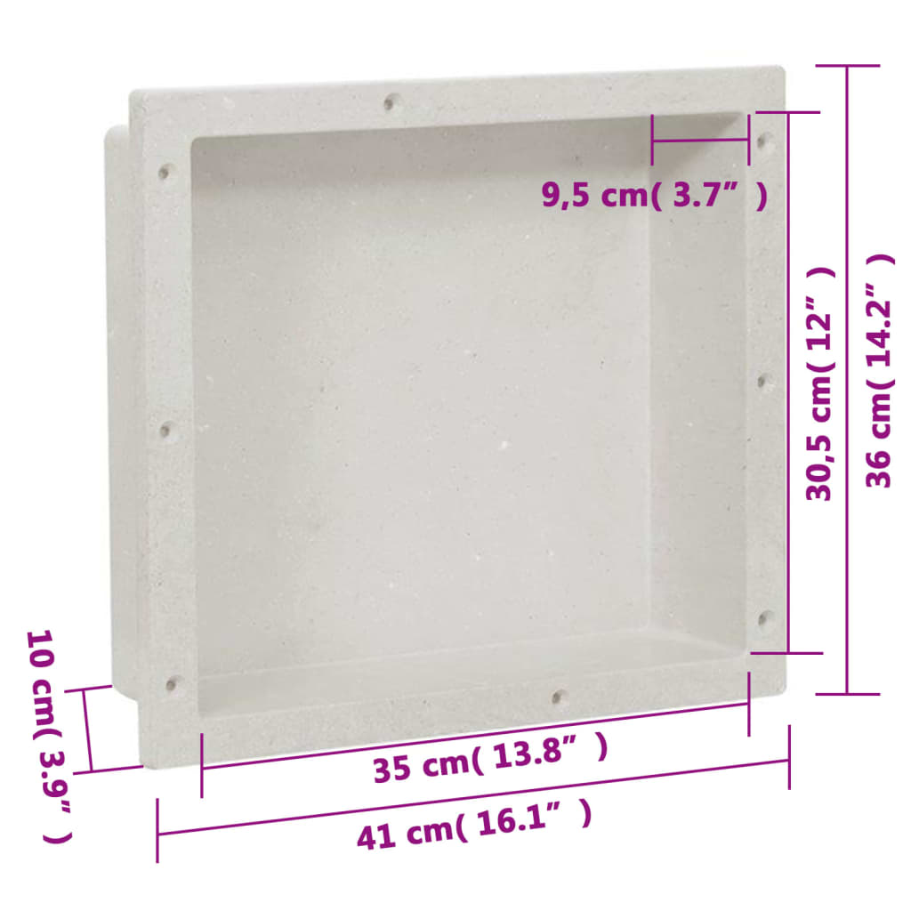 vidaXL Infälld duschhylla niche matt vit 41x36x10 cm