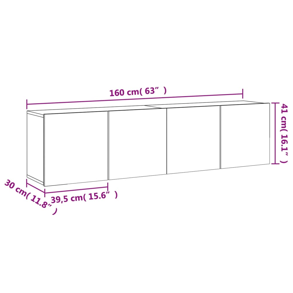 vidaXL Tv-bänkar 2 st brun ek 80x30x41 cm