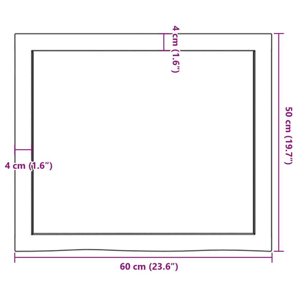 vidaXL Bordsskiva mörkbrun 60x50x(2-6) cm behandlad massiv ek