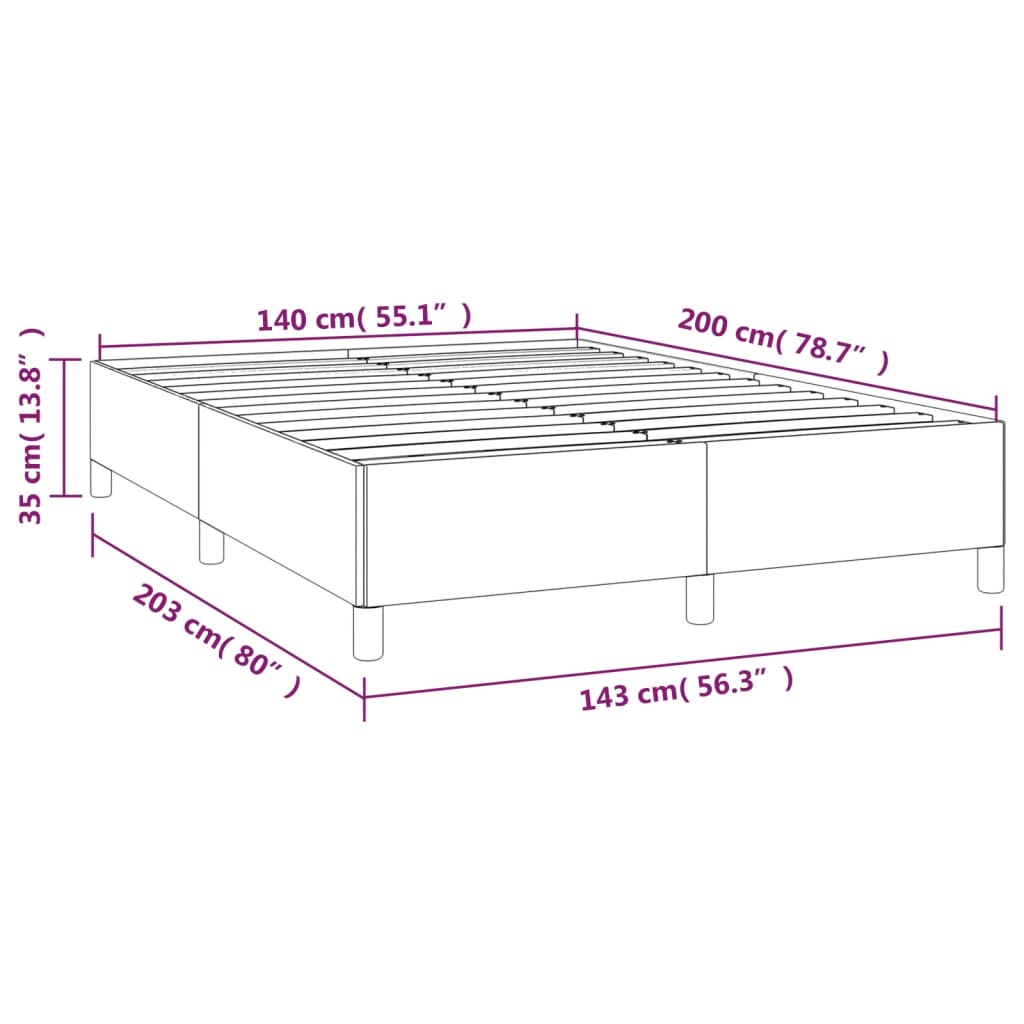 vidaXL Sängram utan madrass mörkgrå 140x200 cm tyg