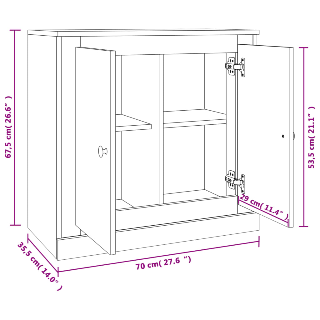 vidaXL Skåp betonggrå 70x35,5x67,5 cm konstruerat trä