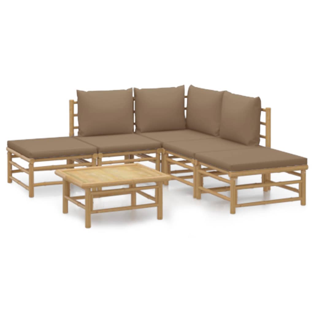 vidaXL Loungegrupp 6 delar taupe dynor bambu