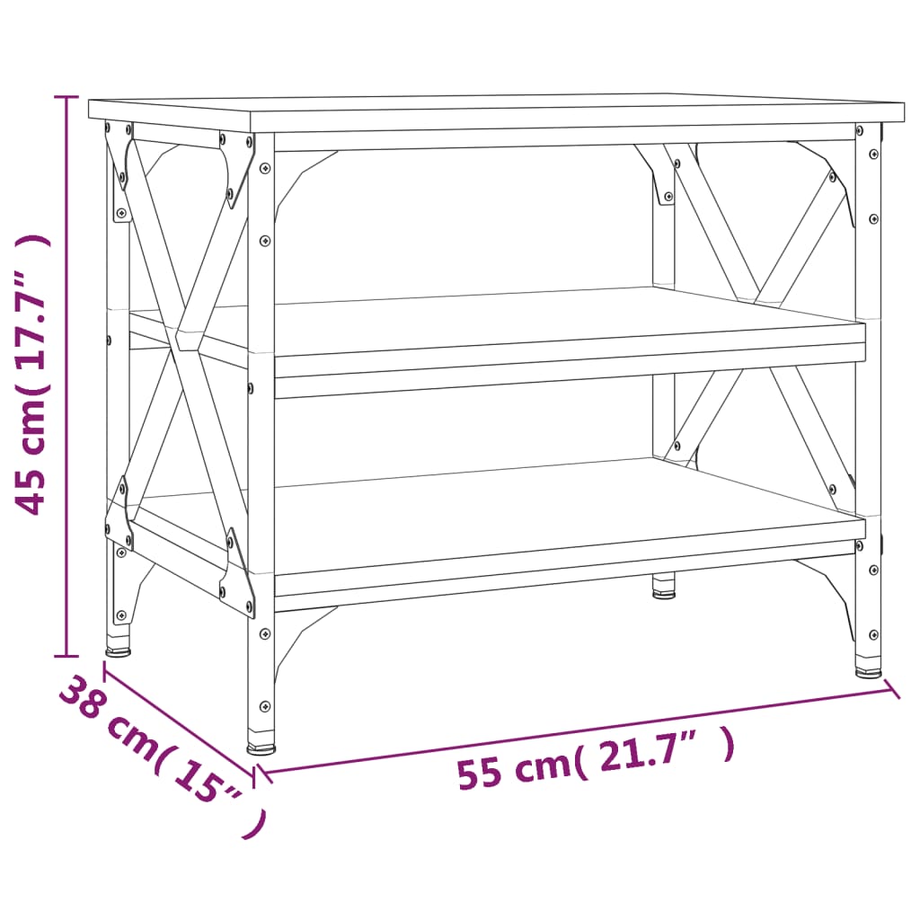 vidaXL Soffbord sonoma ek 55x38x45 cm konstruerat trä
