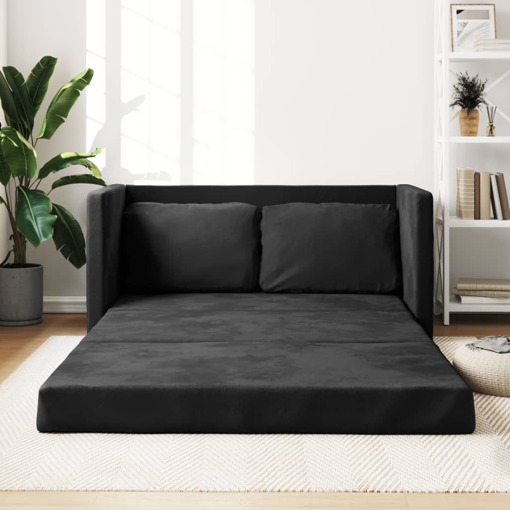 vidaXL Golvbäddsoffa 2-i-1 svart 122x204x55 cm sammet