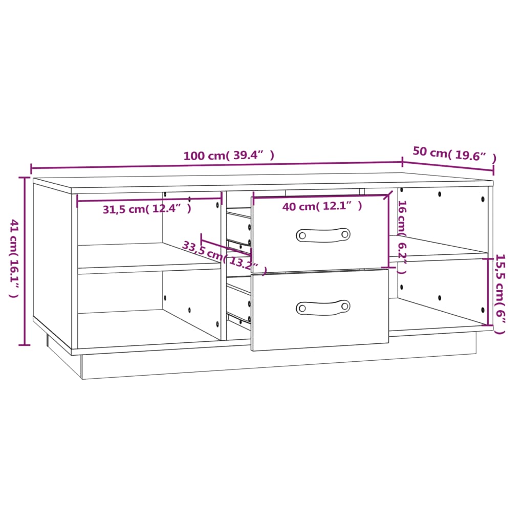 vidaXL Soffbord honungsbrun 100x50x41 cm massiv furu