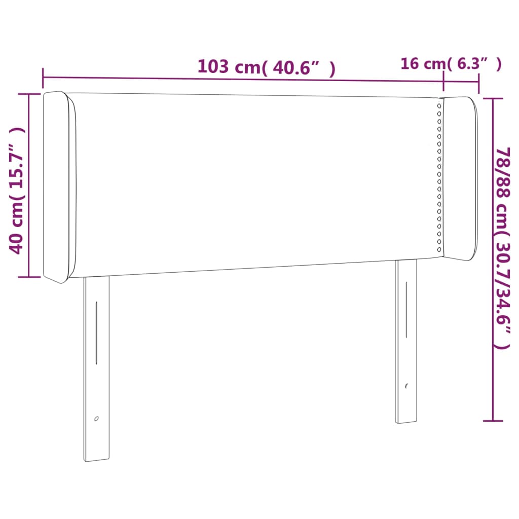 vidaXL Sänggavel LED grå 103x16x78/88 cm konstläder