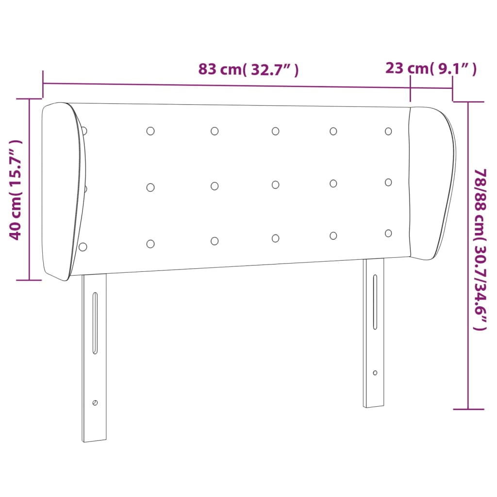 vidaXL Sänggavel med kanter ljusgrå 83x23x78/88 cm tyg